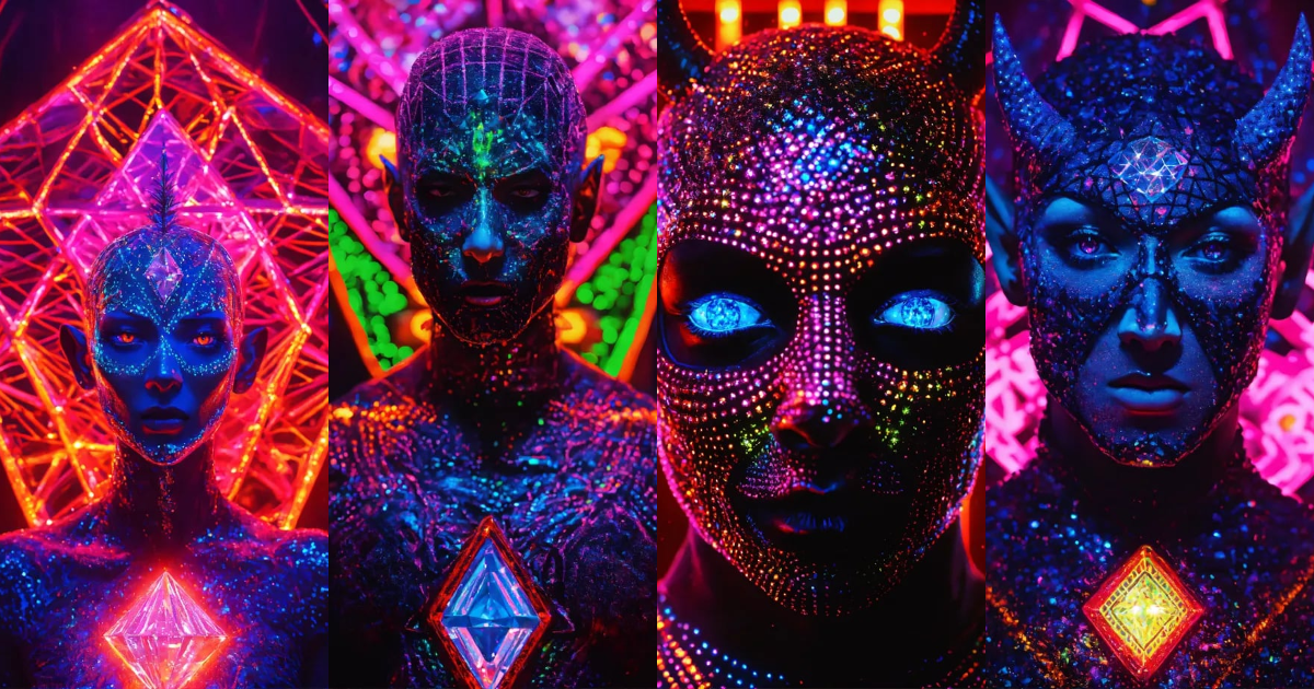 Lexica - Ultra realistic Pinhead in a diamond neon black light DMT ...