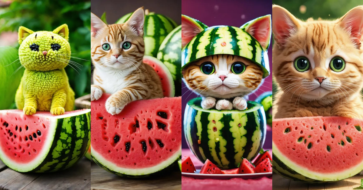 Lexica - Cute cat from watermelon
