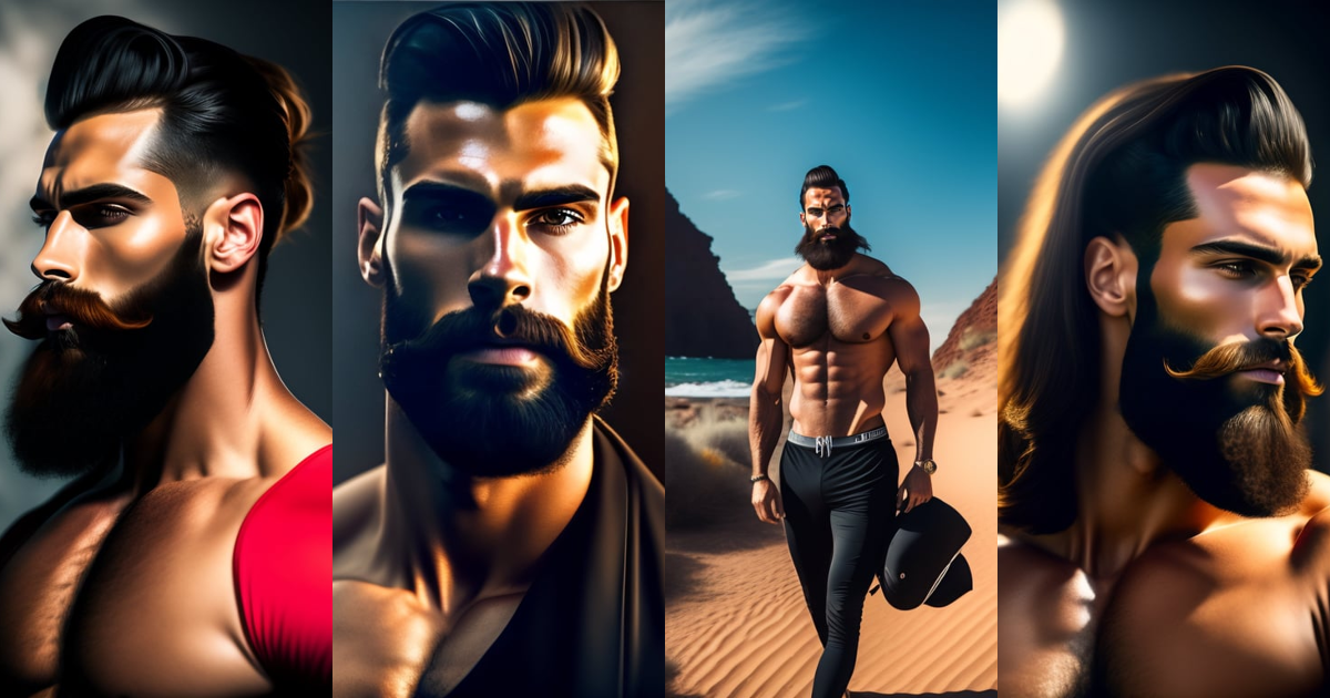 Lexica - 4k photo tall handsome gigachad long black beard