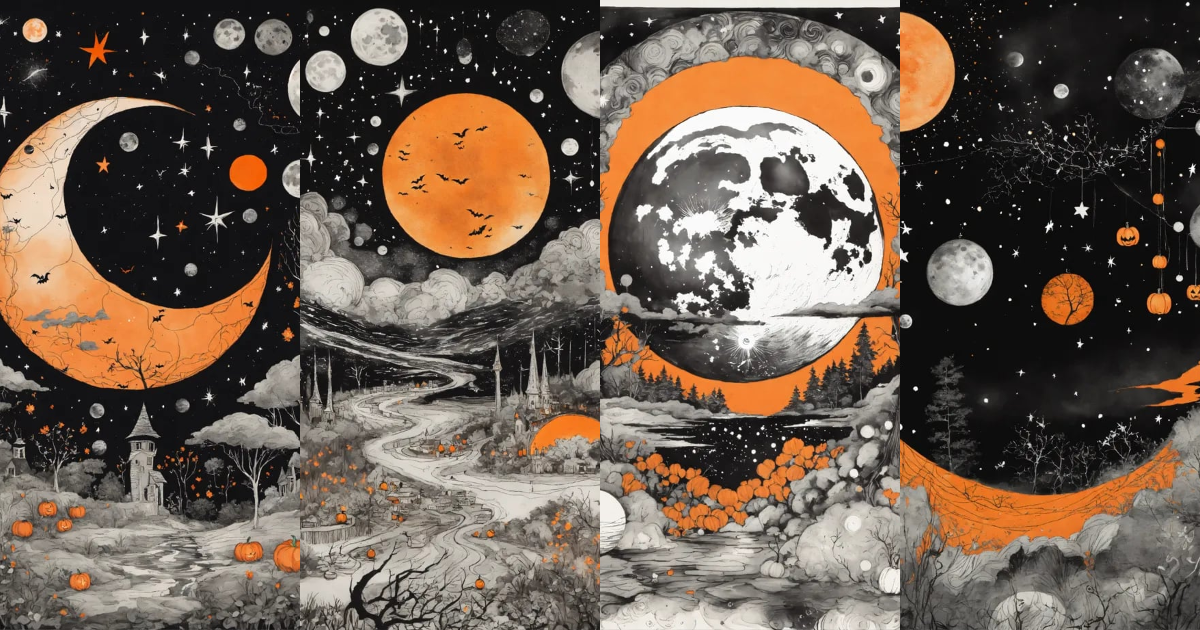 Lexica - INK DRAWING of magical MYSTICAL planets, moon,stars, universe ...