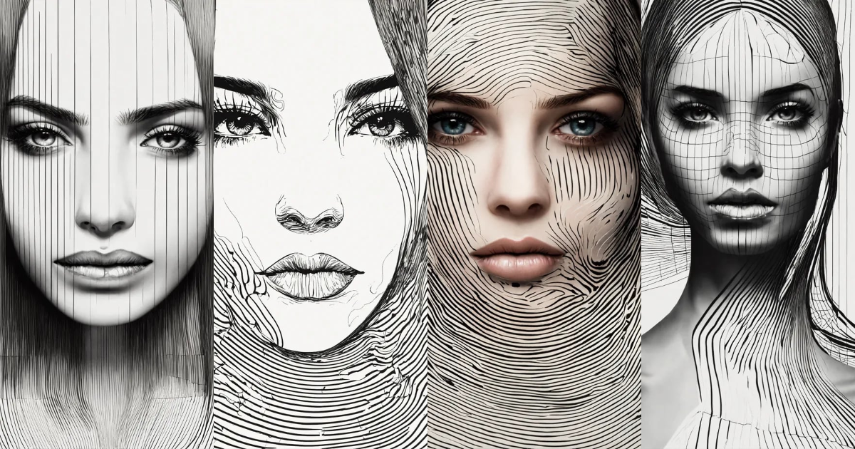 Lexica - Vertical thin lines that curve to create the outline of a ...