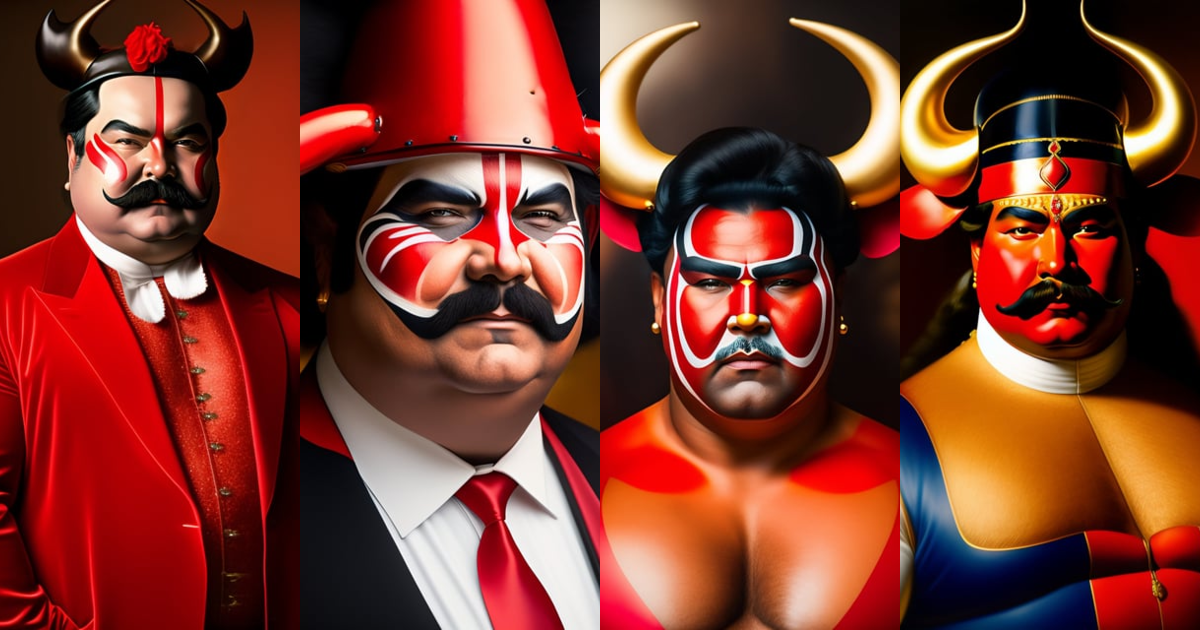 Lexica - A man with the face painted red and wearing two horns in the ...