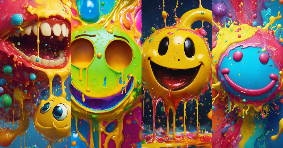 Lexica - Splash art, a quirky liquid portrait of a smiley , splash ...