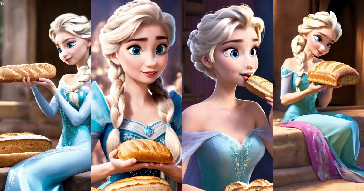 Lexica - Elsa eats bread