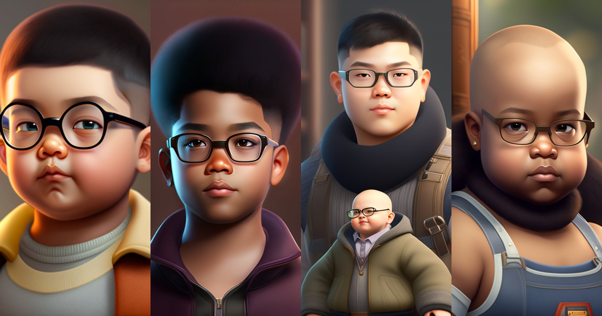 Lexica - Tann and little bit fat boy with glasses, very short hair ...