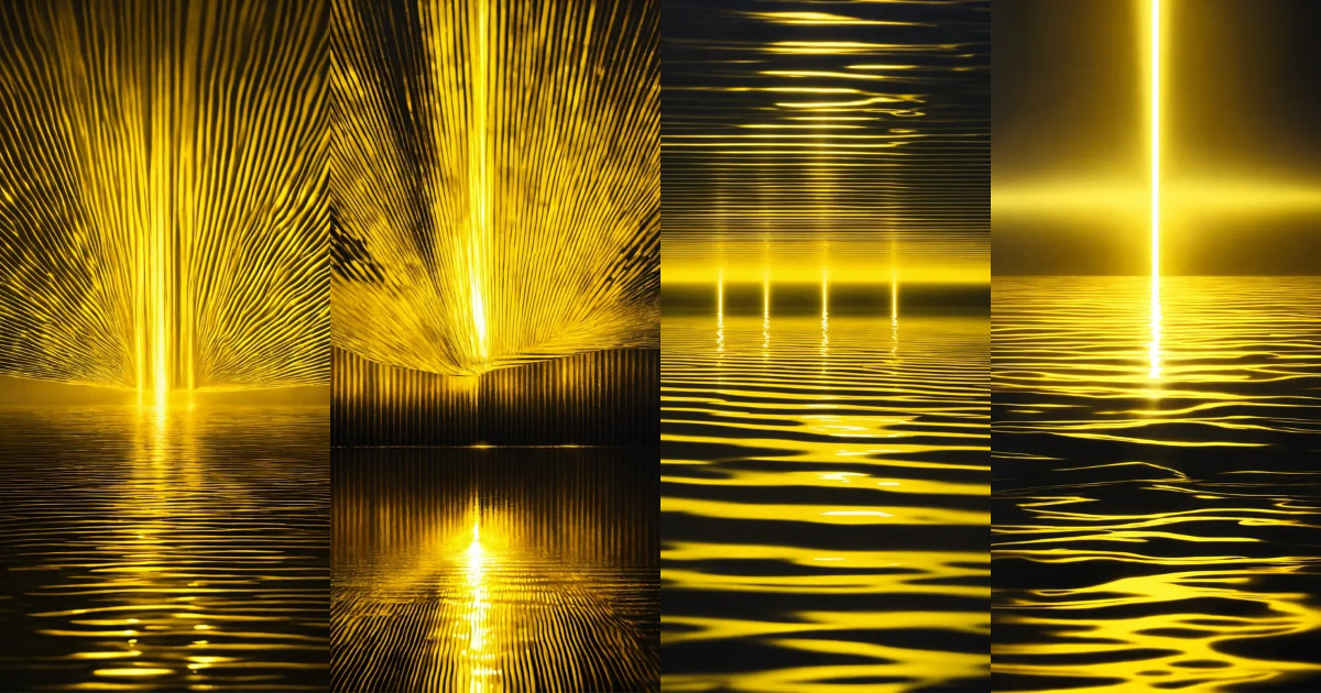 Lexica - Hyper realistic opaque yellow metallic rays of light ...