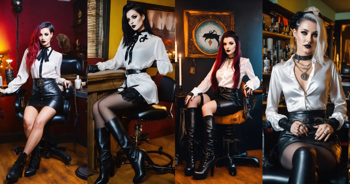 Lexica - Beautiful occult Satanic Goth Witch Hair Stylist wearing a ...