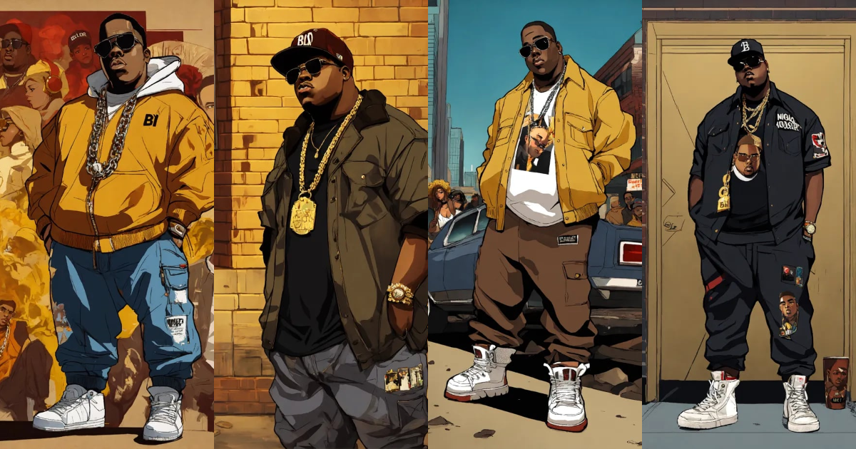 Lexica - Hip hop art style Notorious B.I.G boondocks full body