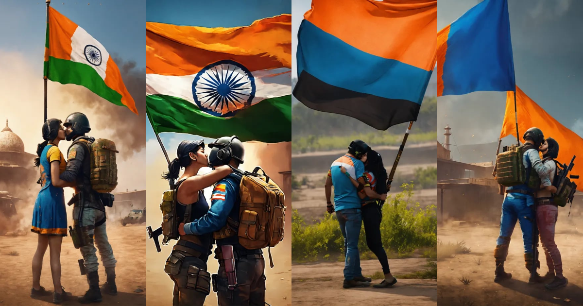Lexica - Pubg player kissing Indian flag