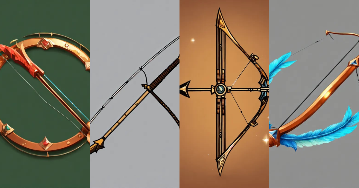 Lexica - Bow and arrow icon for game, transparent background
