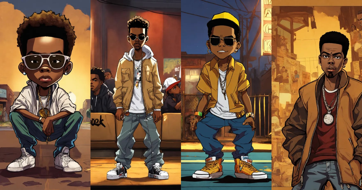 Lexica - Hip hop art style Chris Rock boondocks full body