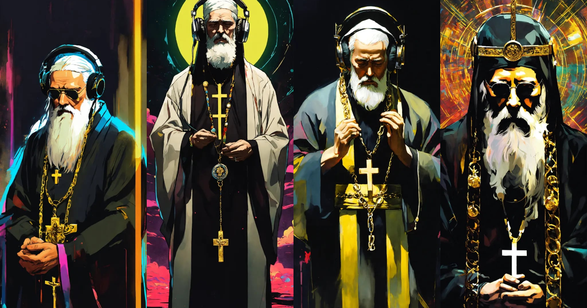 Lexica - Orthodox priest with white beard listening to music with ...
