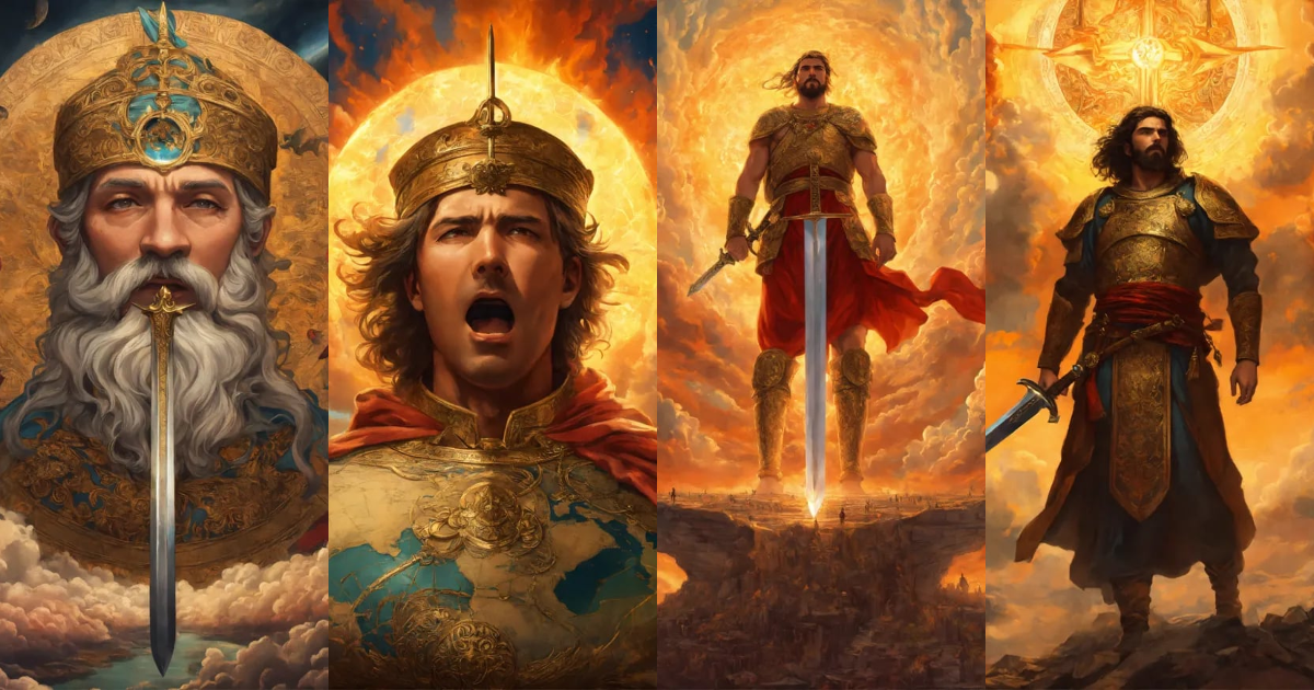 Lexica - In the heavens, the face of an enlightened man with a double ...