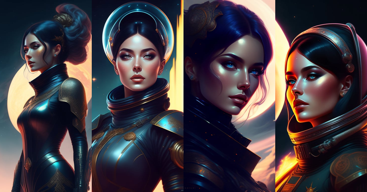 Lexica - Portrait dark fantasy cosmonaut, in ruined ancient cosmic base ...
