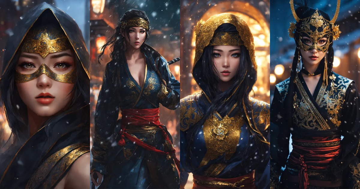 Lexica - 8k wallpaper of a mysterious beautiful masked kunoichi ninja ...