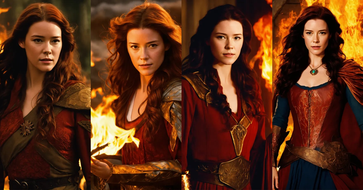 Lexica - Young bridget regan as a fire sorceress