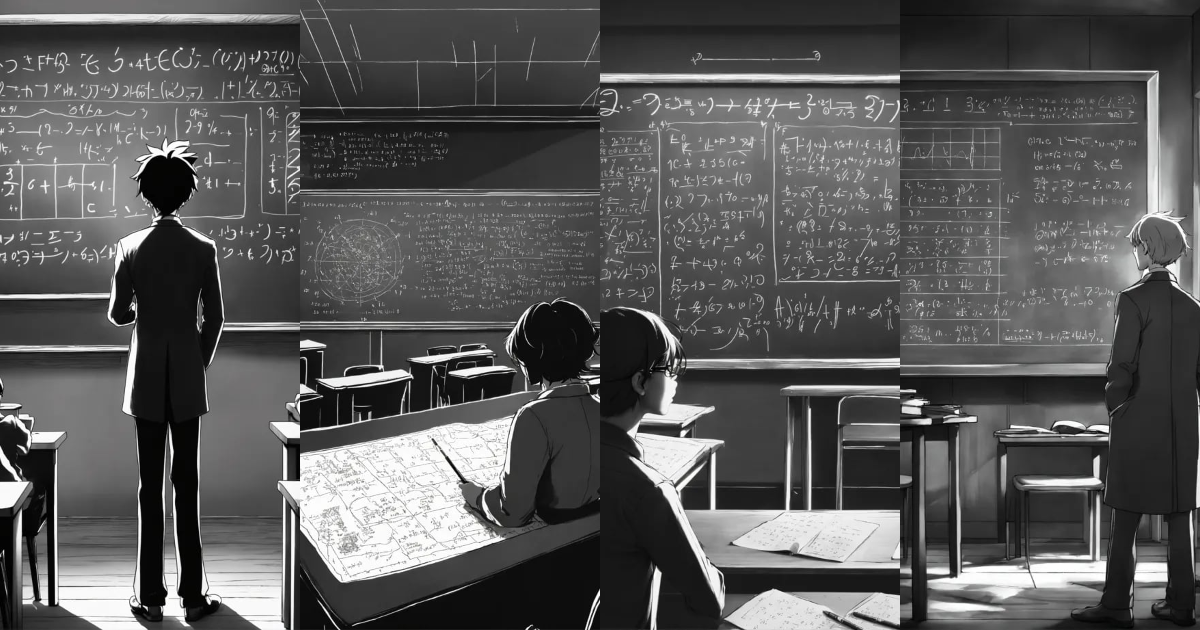 Lexica - Professor at a chalkboard in front of a classroom doing math ...