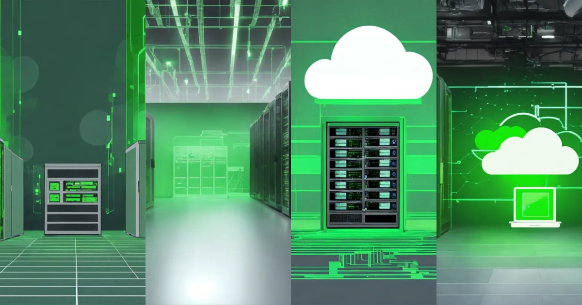 Lexica - IT pop style 2D poster datacenter network servers loading ...