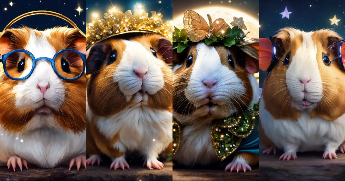 Lexica - Guinea pig wirh wings wearing glasses dressed as a fairy, with ...