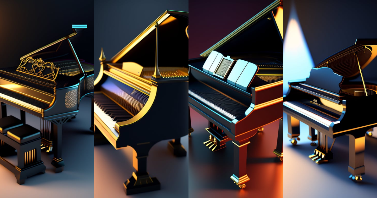 Lexica - Poly music piano keyboard, 3d isometric rendering