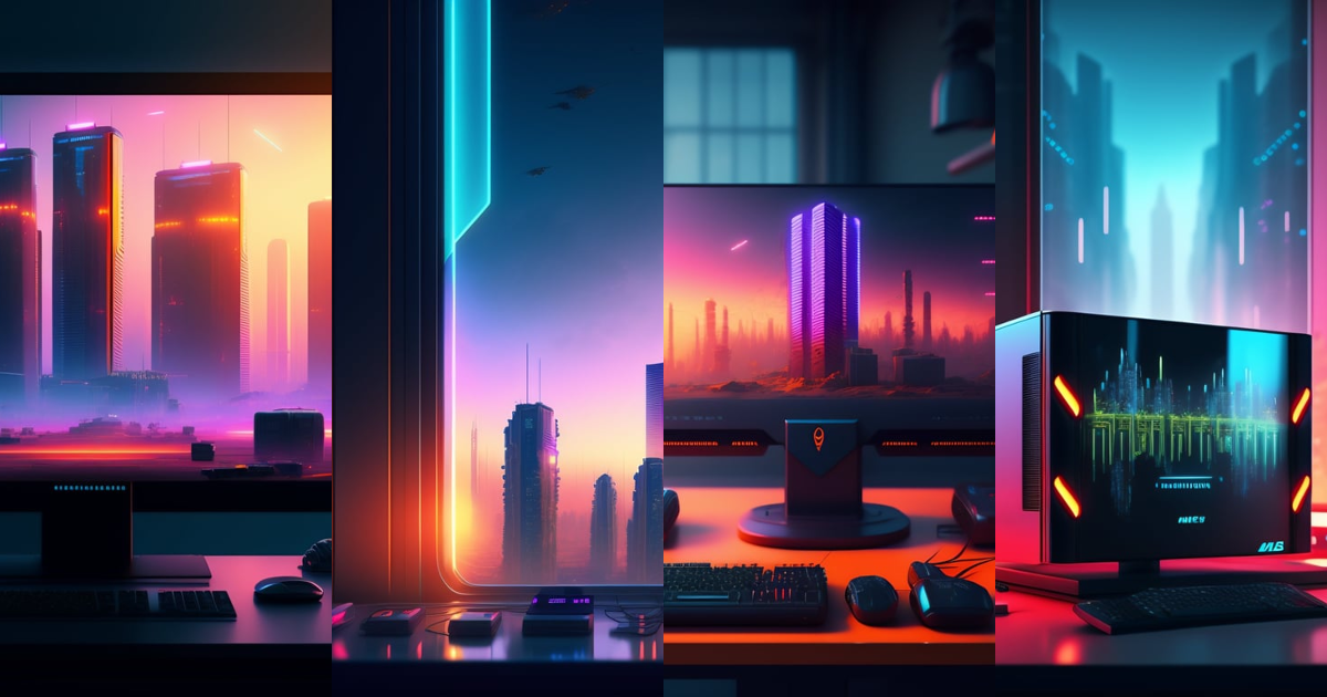 Lexica - Computer in cyberpunk style, transparent side glass, against ...