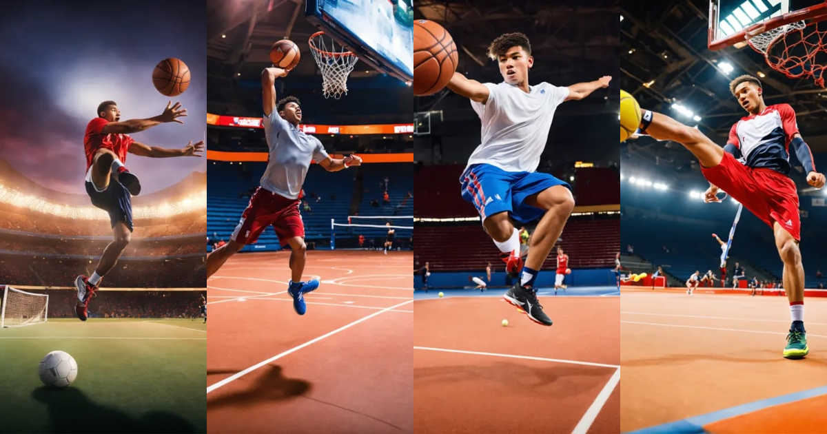 Lexica - Generate an image of a multi-sport athlete in the midst of ...