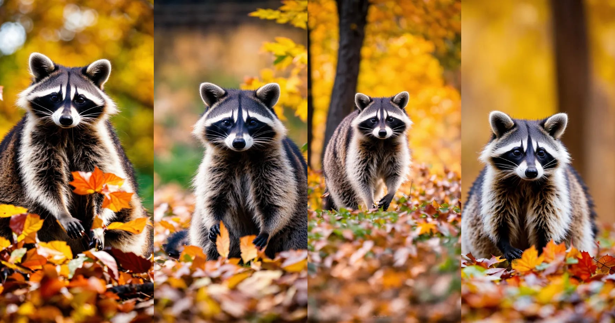 Lexica - A photograph of a raccoon enjoying the fall season