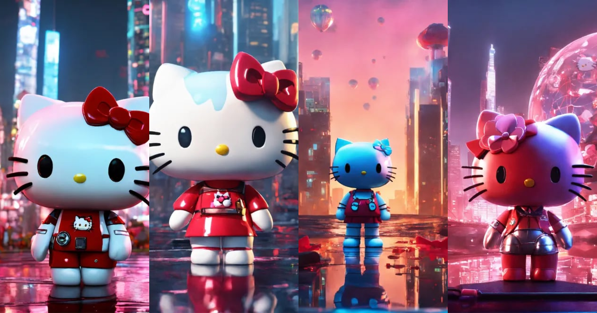 Lexica - 3D animation of Hello Kitty and her demonic reflection, Bye ...