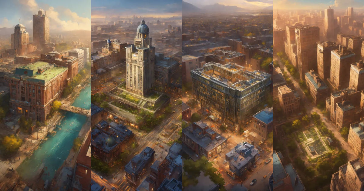 Lexica - A top view of a city with hospital's buiding. Painting By Greg ...
