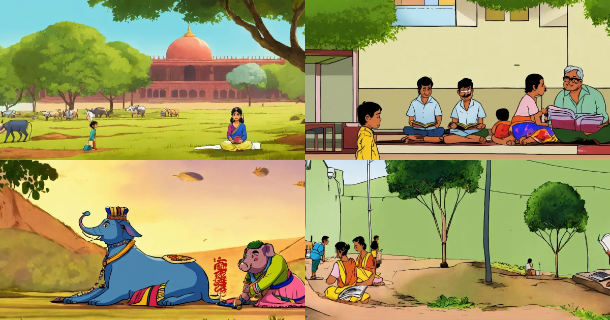 Lexica - Reading Raju in cartoon