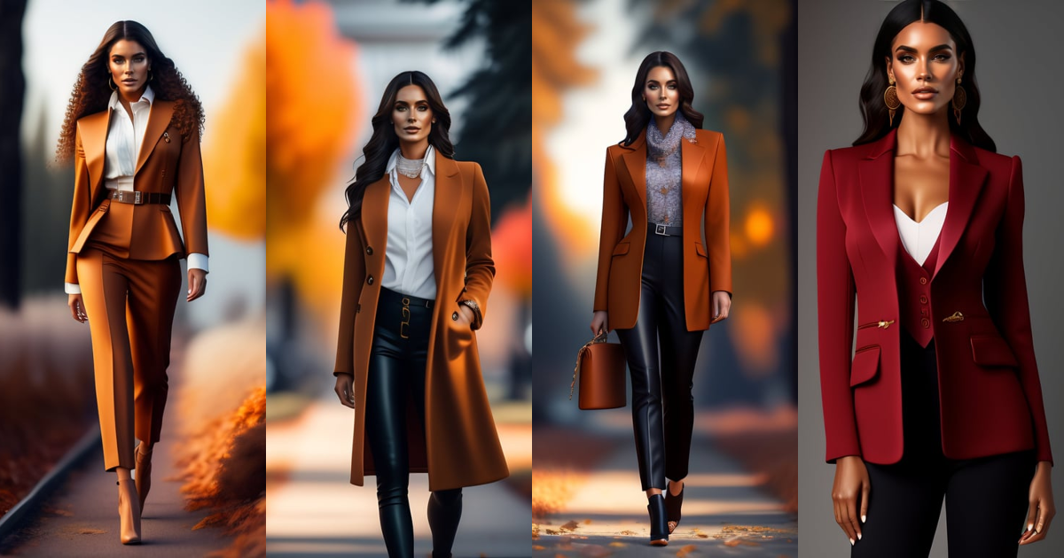 Lexica Professional Photo Of Fall Outfits Collection Brunette Model Full Body Realistic 5187