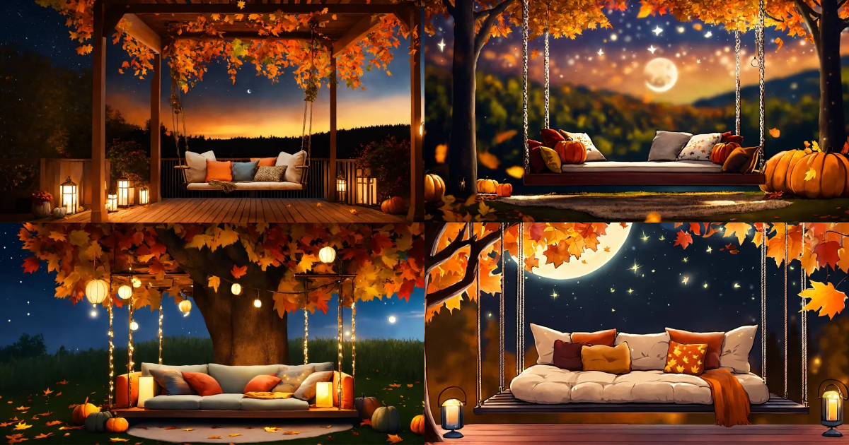 Lexica - Beautiful fall landscape, fall theme patio, big fluffy cozy ...