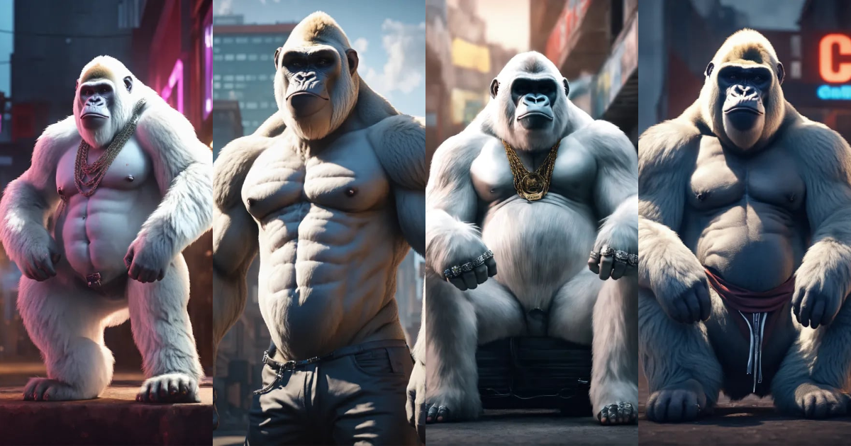 Lexica - A giant rapper white gorilla MC, cinematic lighting, high ...