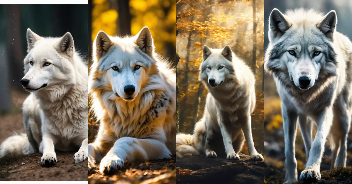 Lexica - A white wolf with a black spot on its chest, spreading out in ...