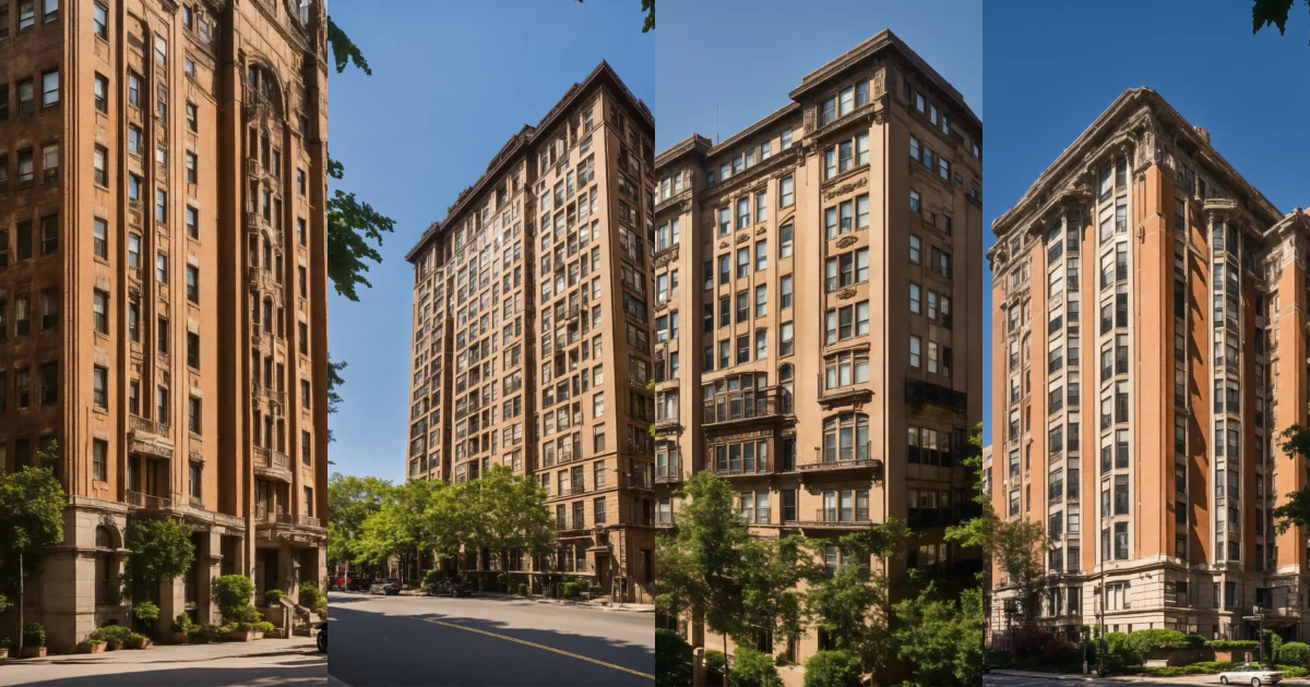 Image showcasing Lexica - A 1920s luxury high rise apartment building in an affluent area