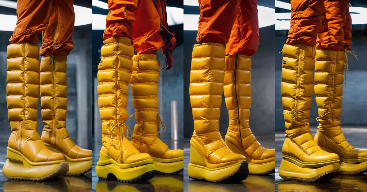 Lexica - Inflatable cubic platform puffer boots Rick Owens