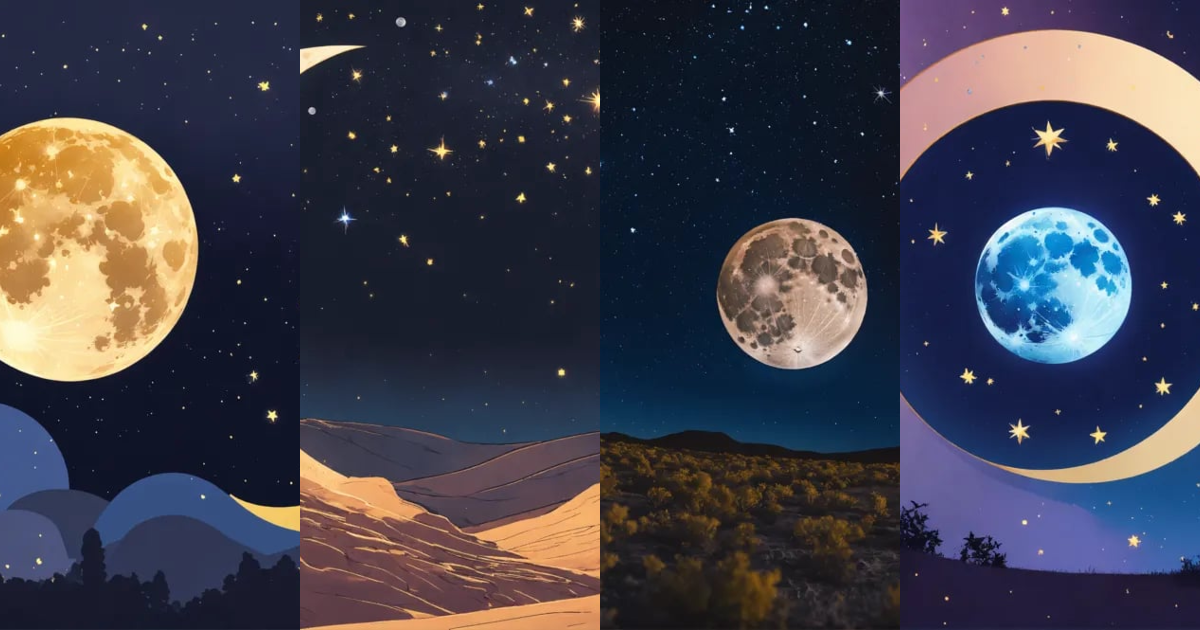 Lexica - Image of a moon and stars and in the background a moon and ...