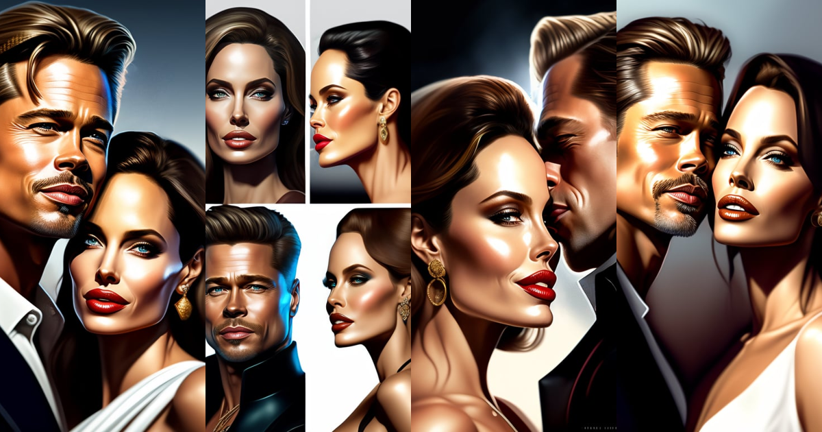 Lexica - The Angelina, Jolie, and boss ceo Brad Pitt kissing , as