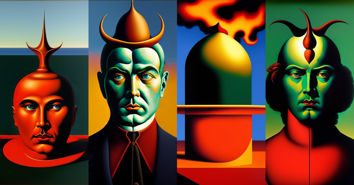 Lexica - The devil. Painted by Rene Magritte