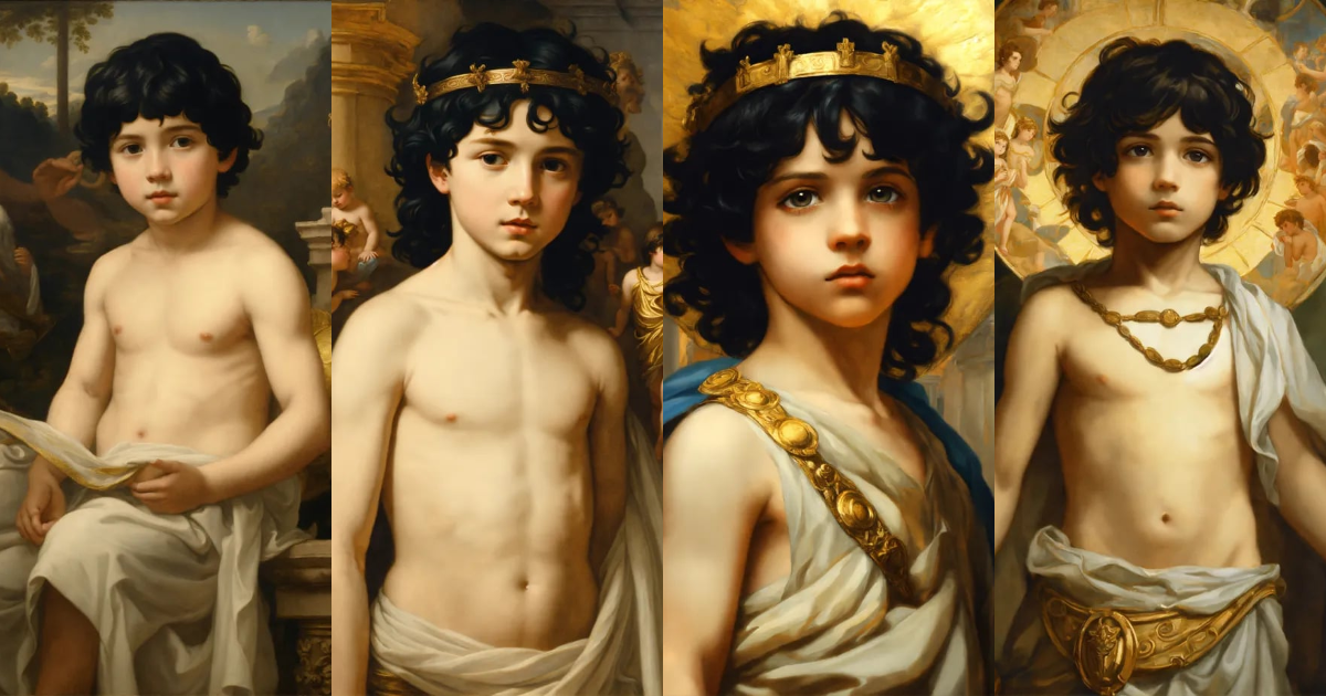 Lexica - Child black haired pale boy as a god of Greece . Renaissance ...