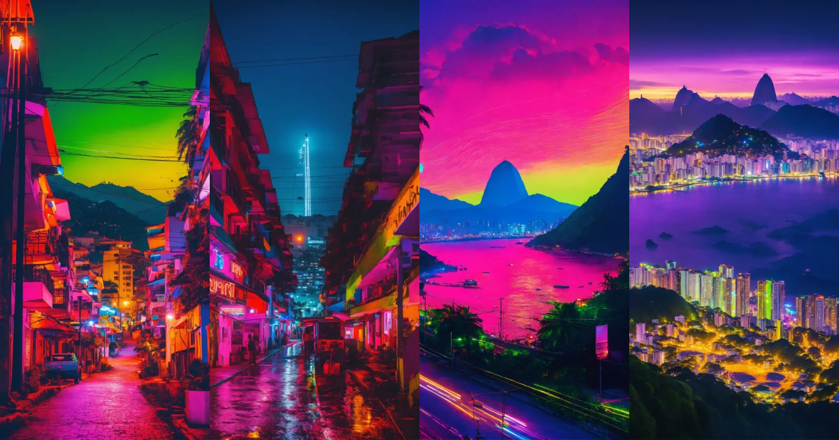 Lexica - The reedemer landscape in rio de janeiro in a neon vibes