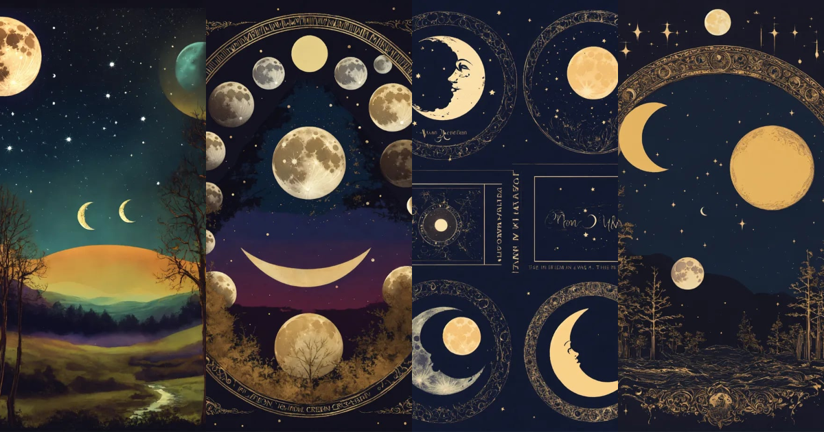 Lexica - T-shirt design, moon phases - Waxing crescent, Full Moon ...