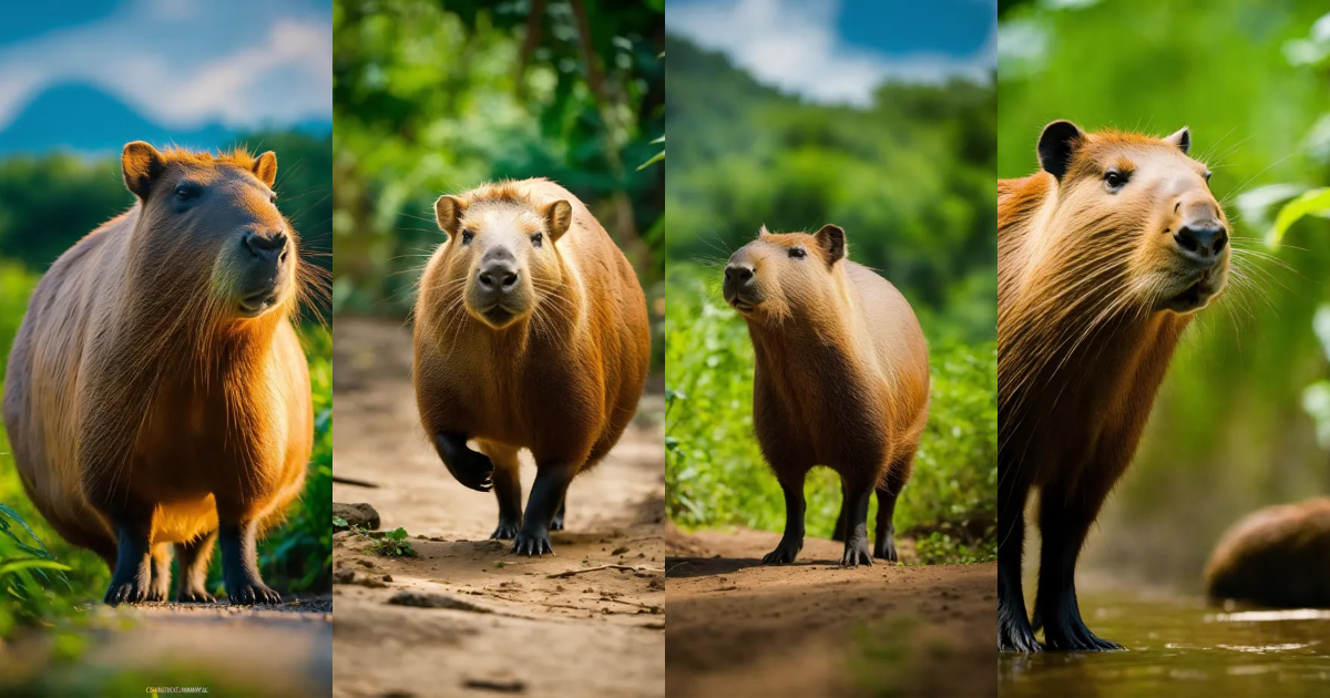 Lexica - Capybara, national geographic, earthy brown, jungle green, sky ...