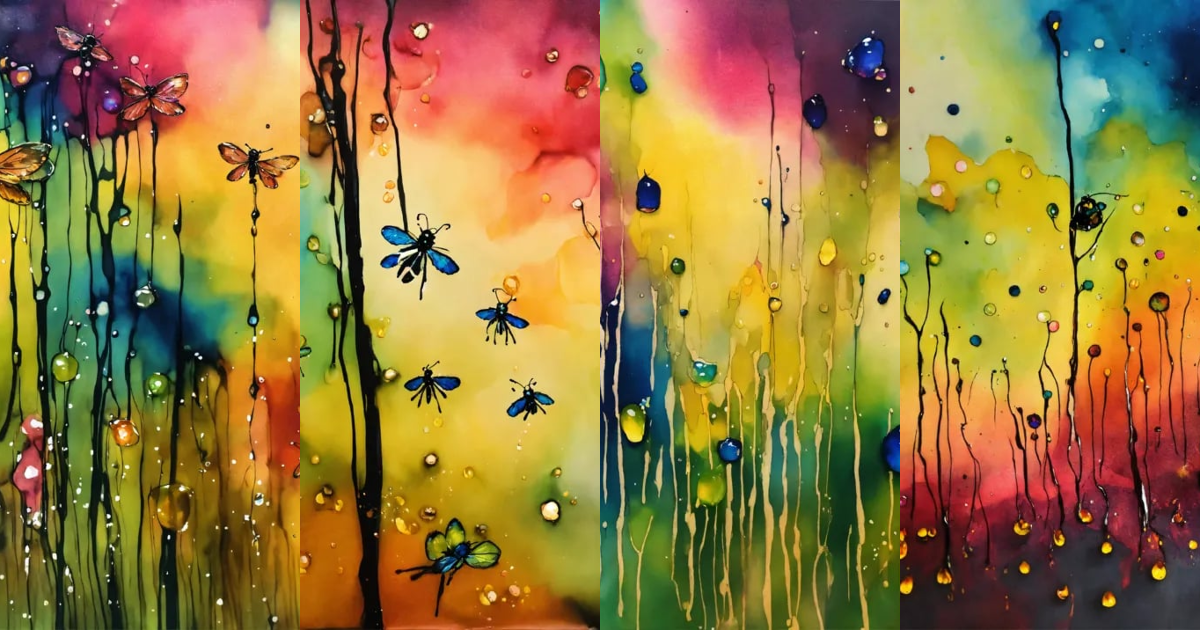 Lexica - Alcohol ink fireflies dripping color