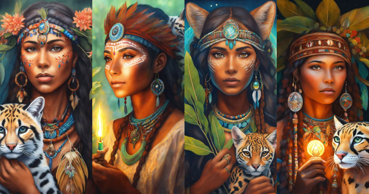 Lexica - Colored pencil illustration portrait of an indigenous shaman