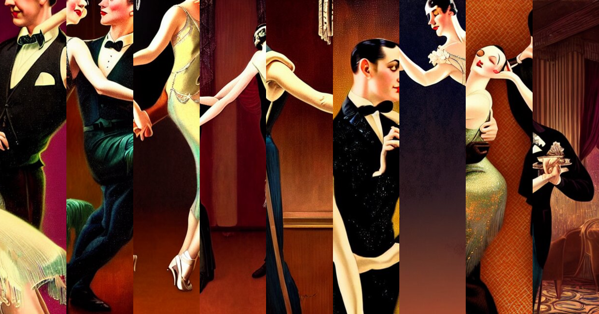 Lexica - A beautiful classy dancing couple, dimly lit upscale 1920s ...