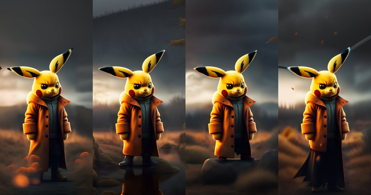 Lexica - A creepy pikachu with a coat