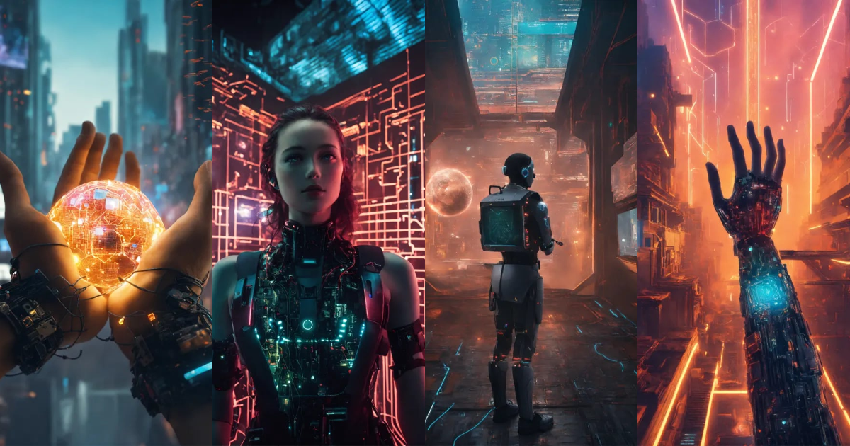 Lexica - An AI with its visual sensors covered by human hands against a ...
