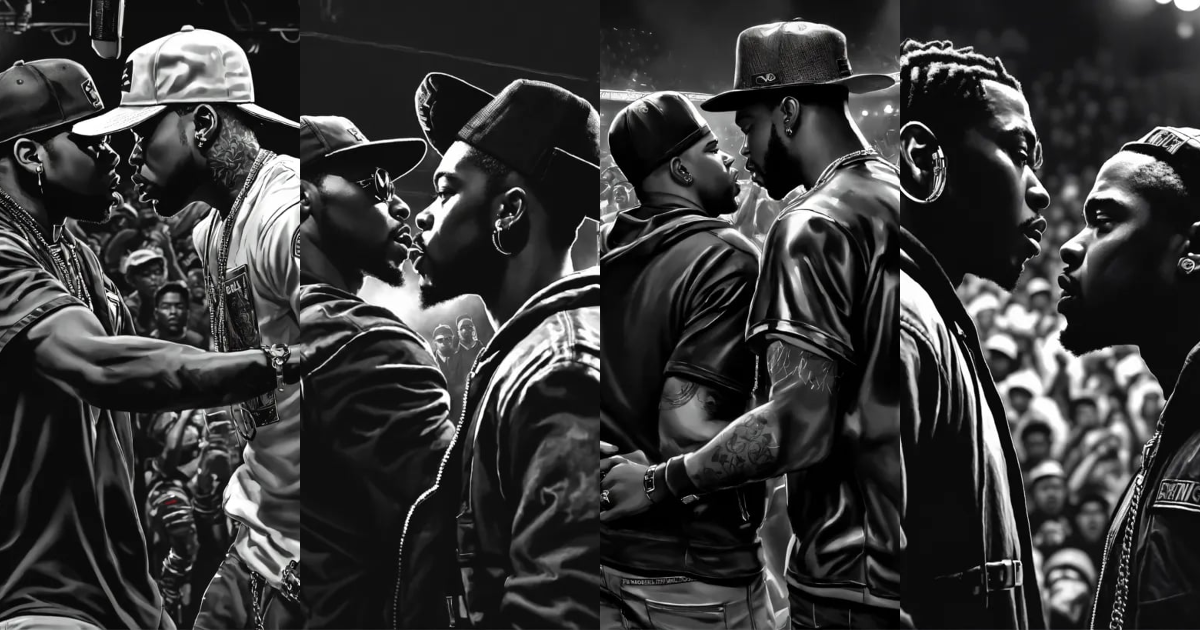 Lexica - Back view Pop art, hyperrealist portrait of black rapper 