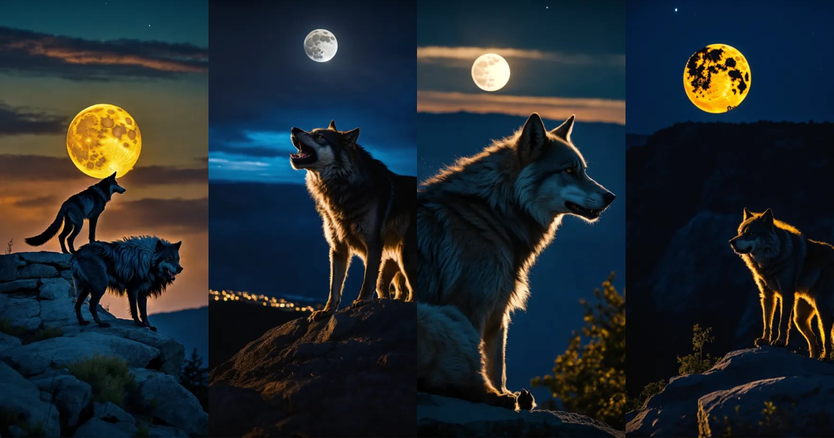 Lexica - A werewolf howling at the moon on a cliff. Medium Photography ...